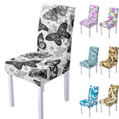 3D Butterfly Print Spandeksa krēsla pārvalks ēdamistabai Vasaras krēslu pārvalki ar augstu atzveltni viesistabas ballītēm kāzu dekorēšanai