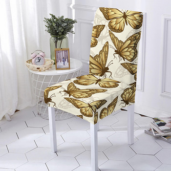 3D Butterfly Print Κάλυμμα καρέκλας Spandex για καλοκαιρινές καρέκλες τραπεζαρίας Καλύμματα ψηλή πλάτη για διακόσμηση γάμου πάρτι σαλονιού