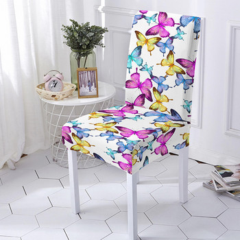3D Butterfly Print Κάλυμμα καρέκλας Spandex για καλοκαιρινές καρέκλες τραπεζαρίας Καλύμματα ψηλή πλάτη για διακόσμηση γάμου πάρτι σαλονιού