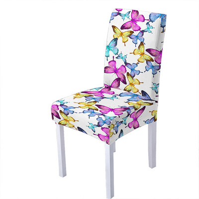 3D Butterfly Print Spandeksa krēsla pārvalks ēdamistabai Vasaras krēslu pārvalki ar augstu atzveltni viesistabas ballītēm kāzu dekorēšanai
