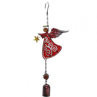 Dekoratīvs vēja zvana unikāls leņķa raksta dizains metāla āra eņģeļa vēja zvana iekarināms dekors iekštelpām