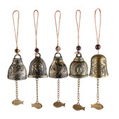 Szerencsés Feng Shui Bell Buddha érme a gazdagságért, a biztonságért és a sikerért – Otthoni kert terasz fa autóbelsők függő varázslatos szélcsengő