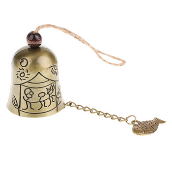 Lucky Feng Shui Bell Buddha Coin for Wealth and Safe & Success - Home Garden Patio Tree Interior Car Hanging Charm Wind Chime