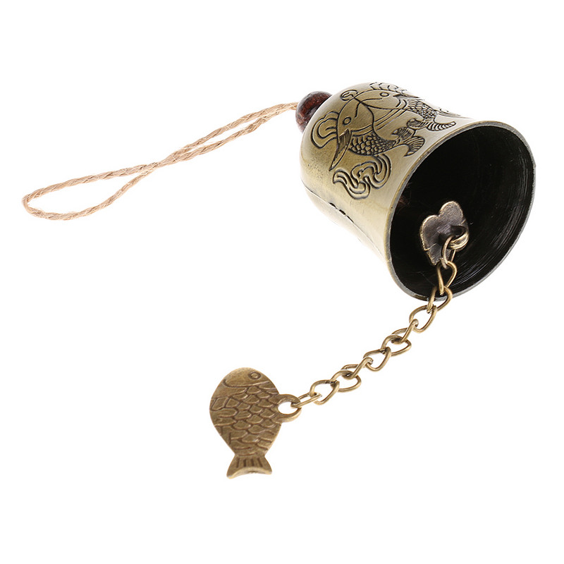 Szerencsés Feng Shui Bell Buddha érme a gazdagságért, a biztonságért és a sikerért – Otthoni kert terasz fa autóbelsők függő varázslatos szélcsengő