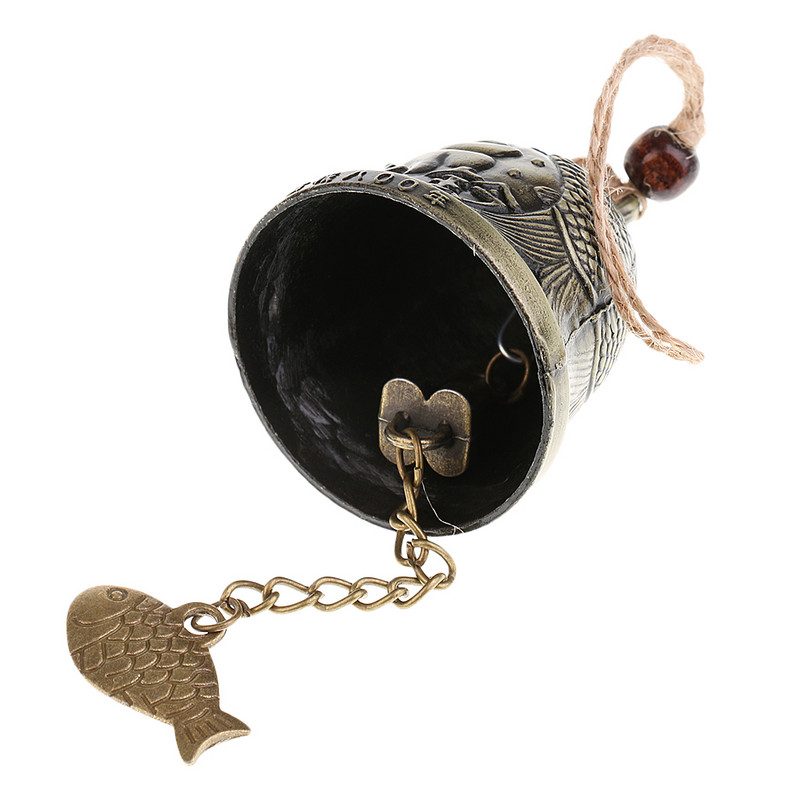 Szerencsés Feng Shui Bell Buddha érme a gazdagságért, a biztonságért és a sikerért – Otthoni kert terasz fa autóbelsők függő varázslatos szélcsengő