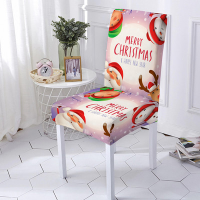 Ēdamistabas krēsla pārvalks Stretch Priecīgus Ziemassvētkus Ziemassvētku vecīša apdruka Spandeksa krēsla pārvalks Sēdekļu pārvalki virtuves krēslu mājas dekorēšanai