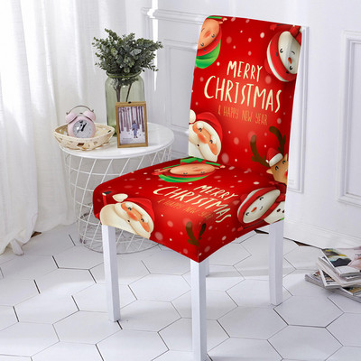 Ēdamistabas krēsla pārvalks Stretch Priecīgus Ziemassvētkus Ziemassvētku vecīša apdruka Spandeksa krēsla pārvalks Sēdekļu pārvalki virtuves krēslu mājas dekorēšanai