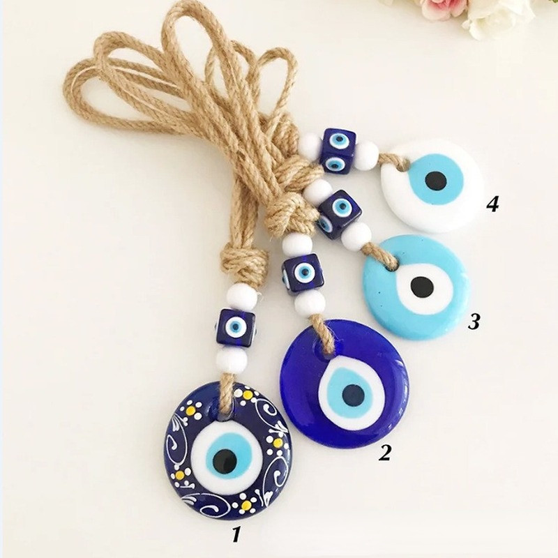 Lucky Eye Glass Blue Turkish Evil Eye pakabukas ant sienos pakabinamas kelių spalvų karoliukai rankų darbo papuošimas namų svetainei automobiliui