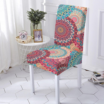 Mandala Print Ülésszék huzat Bohemia étkezőszék huzat bankett party dekorációhoz Poliészter sztreccs ülésvédő Több méret