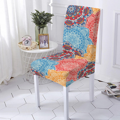 Mandala Print Ülésszék huzat Bohemia étkezőszék huzat bankett party dekorációhoz Poliészter sztreccs ülésvédő Több méret