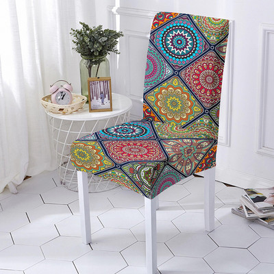 Mandala Print Ülésszék huzat Bohemia étkezőszék huzat bankett party dekorációhoz Poliészter sztreccs ülésvédő Több méret