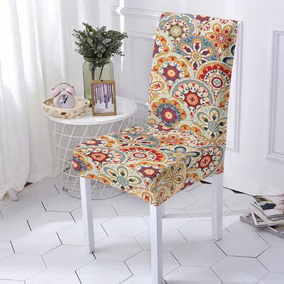 Mandala Print Ülésszék huzat Bohemia étkezőszék huzat bankett party dekorációhoz Poliészter sztreccs ülésvédő Több méret