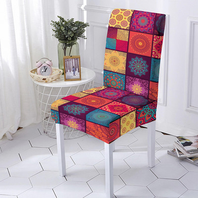 Mandala Print Ülésszék huzat Bohemia étkezőszék huzat bankett party dekorációhoz Poliészter sztreccs ülésvédő Több méret