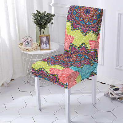 Mandala Print Ülésszék huzat Bohemia étkezőszék huzat bankett party dekorációhoz Poliészter sztreccs ülésvédő Több méret