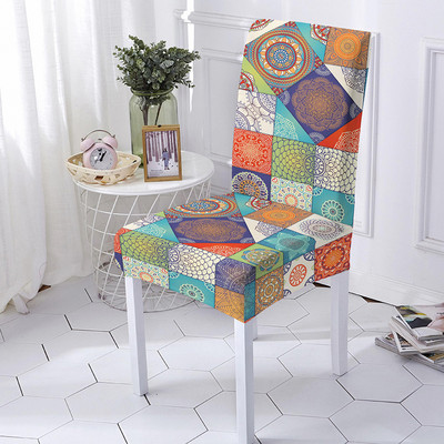 Mandala Print Ülésszék huzat Bohemia étkezőszék huzat bankett party dekorációhoz Poliészter sztreccs ülésvédő Több méret