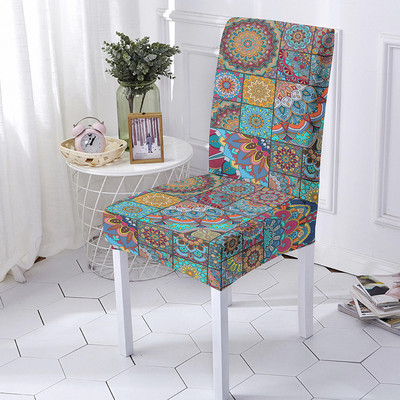 Mandala Print Ülésszék huzat Bohemia étkezőszék huzat bankett party dekorációhoz Poliészter sztreccs ülésvédő Több méret