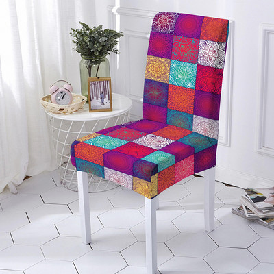 Mandala Print Ülésszék huzat Bohemia étkezőszék huzat bankett party dekorációhoz Poliészter sztreccs ülésvédő Több méret