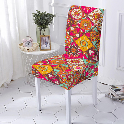 Mandala Print Ülésszék huzat Bohemia étkezőszék huzat bankett party dekorációhoz Poliészter sztreccs ülésvédő Több méret