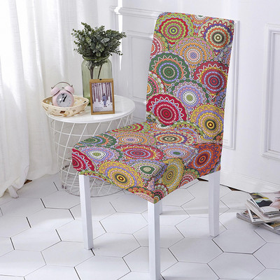 Mandala Print Ülésszék huzat Bohemia étkezőszék huzat bankett party dekorációhoz Poliészter sztreccs ülésvédő Több méret