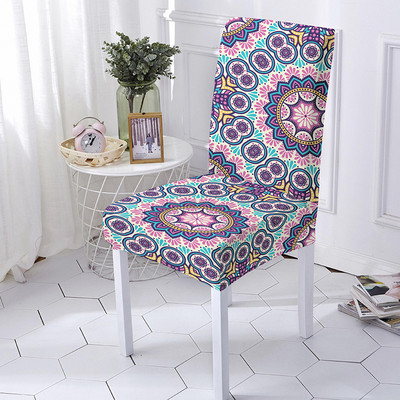 Mandala Print Ülésszék huzat Bohemia étkezőszék huzat bankett party dekorációhoz Poliészter sztreccs ülésvédő Több méret