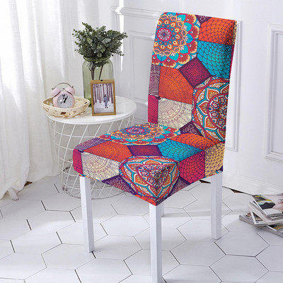 Mandala Print Ülésszék huzat Bohemia étkezőszék huzat bankett party dekorációhoz Poliészter sztreccs ülésvédő Több méret