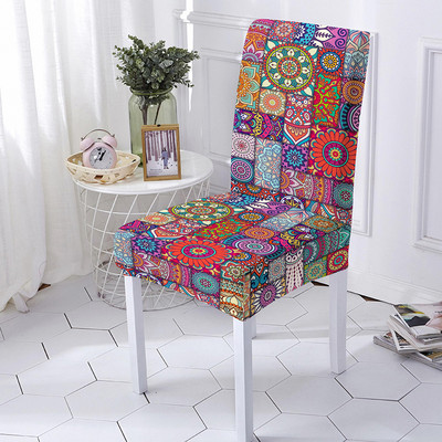 Mandala Print Ülésszék huzat Bohemia étkezőszék huzat bankett party dekorációhoz Poliészter sztreccs ülésvédő Több méret