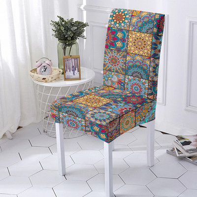 Mandala Print Ülésszék huzat Bohemia étkezőszék huzat bankett party dekorációhoz Poliészter sztreccs ülésvédő Több méret