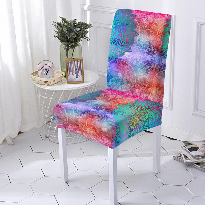 Mandala Print Ülésszék huzat Bohemia étkezőszék huzat bankett party dekorációhoz Poliészter sztreccs ülésvédő Több méret