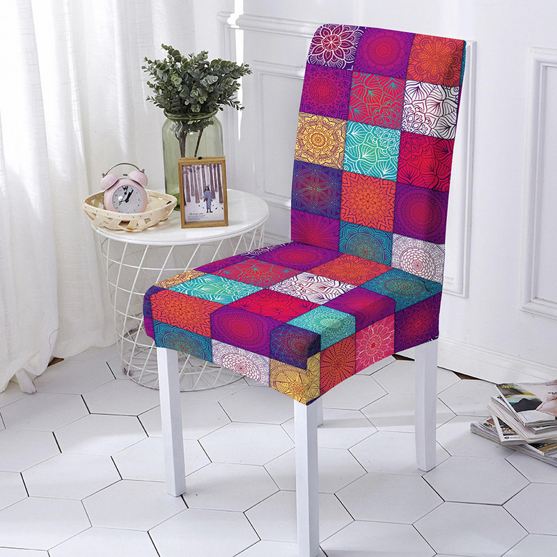 Mandala Print Ülésszék huzat Bohemia étkezőszék huzat bankett party dekorációhoz Poliészter sztreccs ülésvédő Több méret