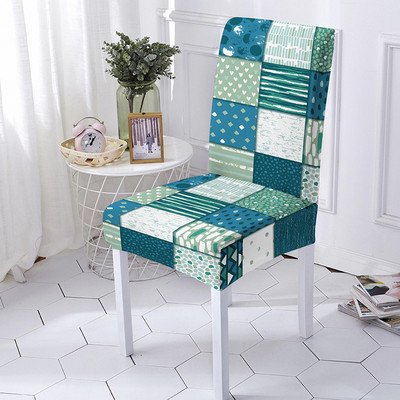 Kockás geometria üléshuzat Poliészter étkezőszék huzat esküvői szállodai bankett dekorációhoz Levehető üléshuzat univerzális méret