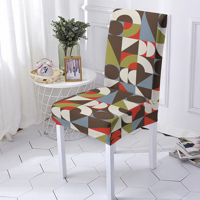 Kockás geometria üléshuzat Poliészter étkezőszék huzat esküvői szállodai bankett dekorációhoz Levehető üléshuzat univerzális méret