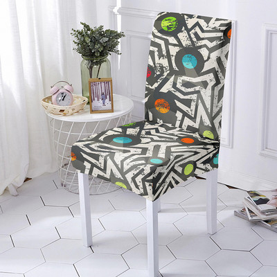 Kockás geometria üléshuzat Poliészter étkezőszék huzat esküvői szállodai bankett dekorációhoz Levehető üléshuzat univerzális méret