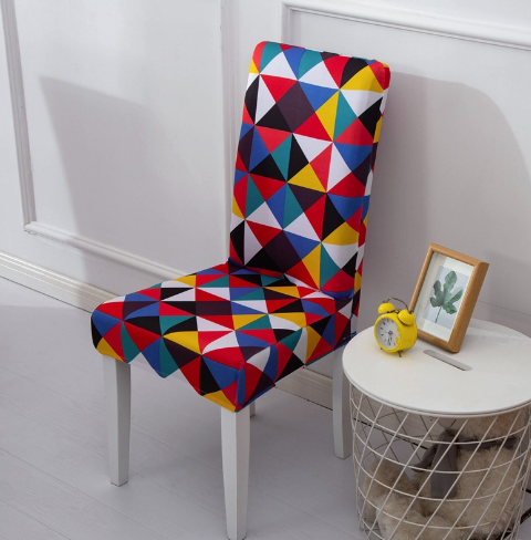 Kockás geometria üléshuzat Poliészter étkezőszék huzat esküvői szállodai bankett dekorációhoz Levehető üléshuzat univerzális méret