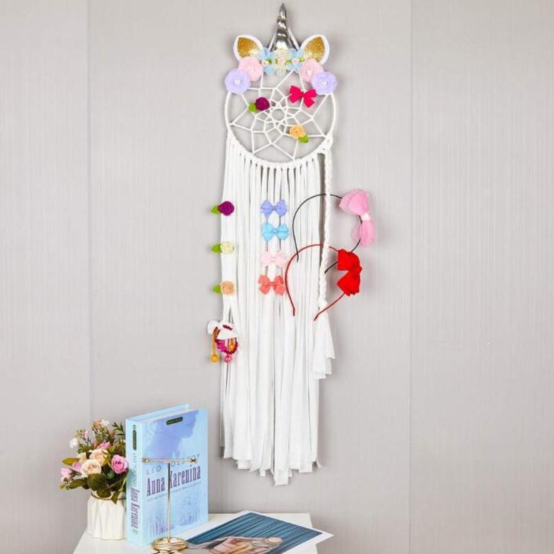 Μονόκερος Φουρκέτα αποθήκευσης Dream Catcher Διακόσμηση Παιδικού Δωματίου Κρεμαστό τοίχου Διακόσμηση για Κλιπ μαλλιών Αξεσουάρ Βάση μαλλιών
