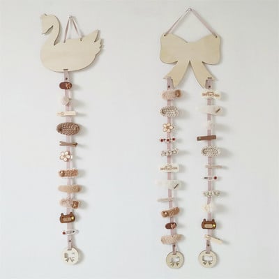 INS Nordic Wooden Baba Hajcsat Tartó Ékszer Hajtű Hajpánt Tároló Medál Szervező Priness Girls Room Decor Díszek