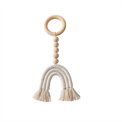 Makramé szivárvány fali akasztós dekoráció Boho lakberendezési buli kellékek babazuhany kollégiumi gyerekszoba gyöngybojt díszek