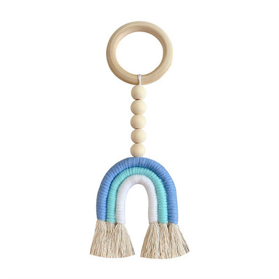 Makramé szivárvány fali akasztós dekoráció Boho lakberendezési buli kellékek babazuhany kollégiumi gyerekszoba gyöngybojt díszek