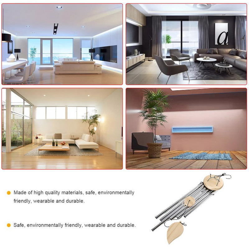 Szélcsengő kültéri 30 hüvelykes 6 rozsdaálló alumínium csövek fából készült szélcsengő Romantikus emlékszélcsengő otthoni kerti teraszhoz