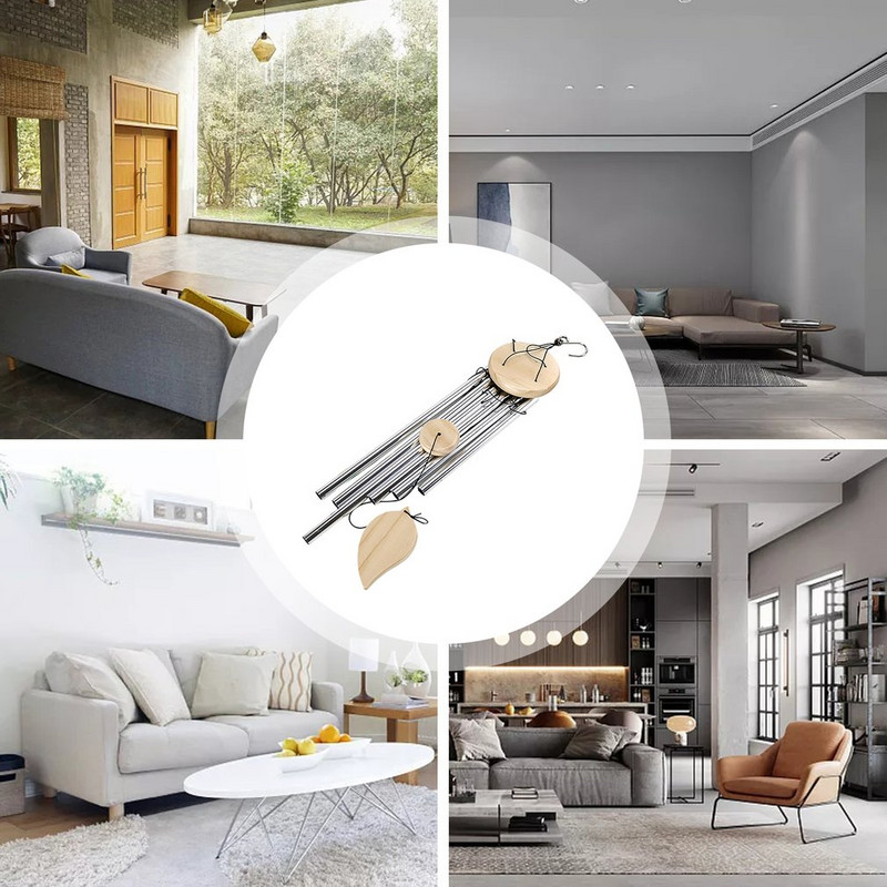 Szélcsengő kültéri 30 hüvelykes 6 rozsdaálló alumínium csövek fából készült szélcsengő Romantikus emlékszélcsengő otthoni kerti teraszhoz