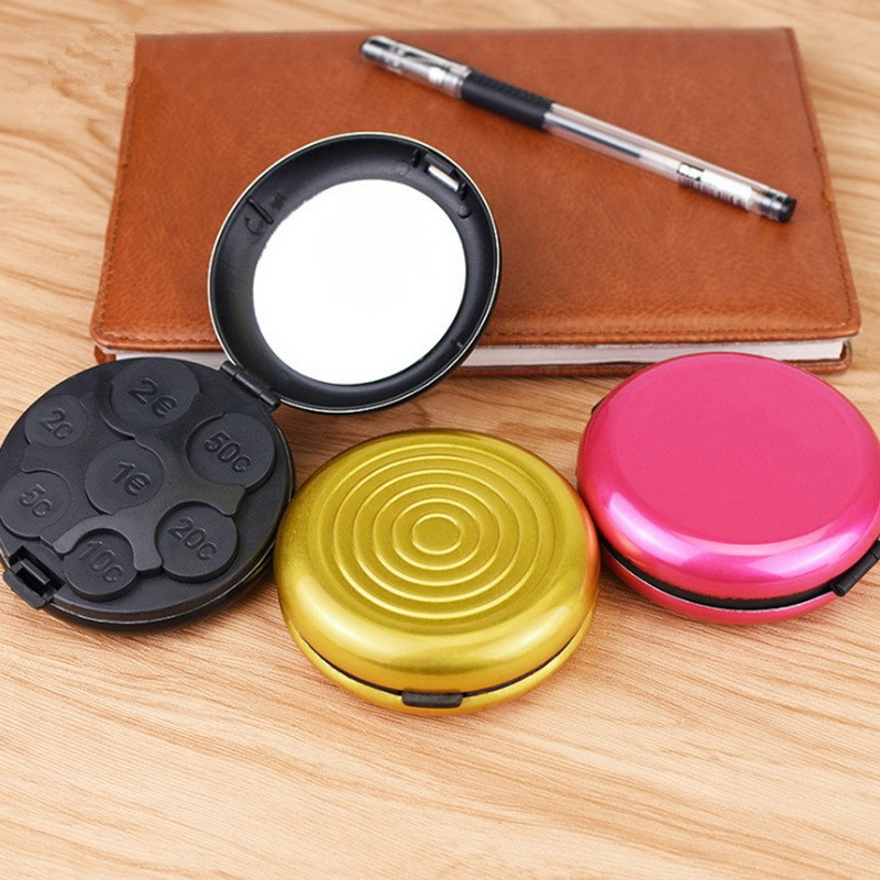 Apvalus USD/Euro monetų dalytuvas monetų laikymo piniginės piniginės laikikliai laikymo dėžutė aliuminio lydinio plastiko monetų piniginės piniginės laikikliai