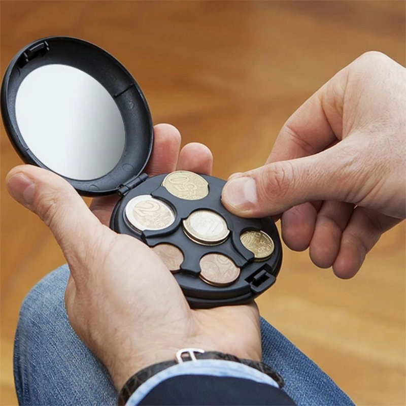 Apvalus USD/Euro monetų dalytuvas monetų laikymo piniginės piniginės laikikliai laikymo dėžutė aliuminio lydinio plastiko monetų piniginės piniginės laikikliai