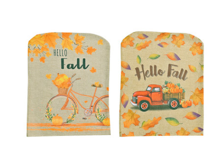 Ēdamistabas krēsla aizmugures pārvalki Mazgājami pārvalki ar Red Truck Pumpkin Fall Harvest sēdekļa aizsargpārvalku Pateicības dienai