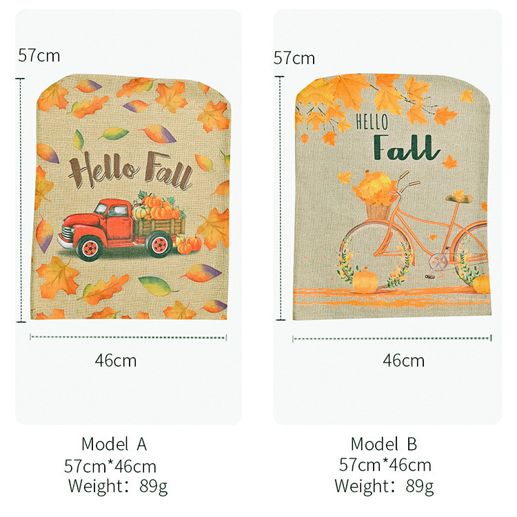 Ēdamistabas krēsla aizmugures pārvalki Mazgājami pārvalki ar Red Truck Pumpkin Fall Harvest sēdekļa aizsargpārvalku Pateicības dienai