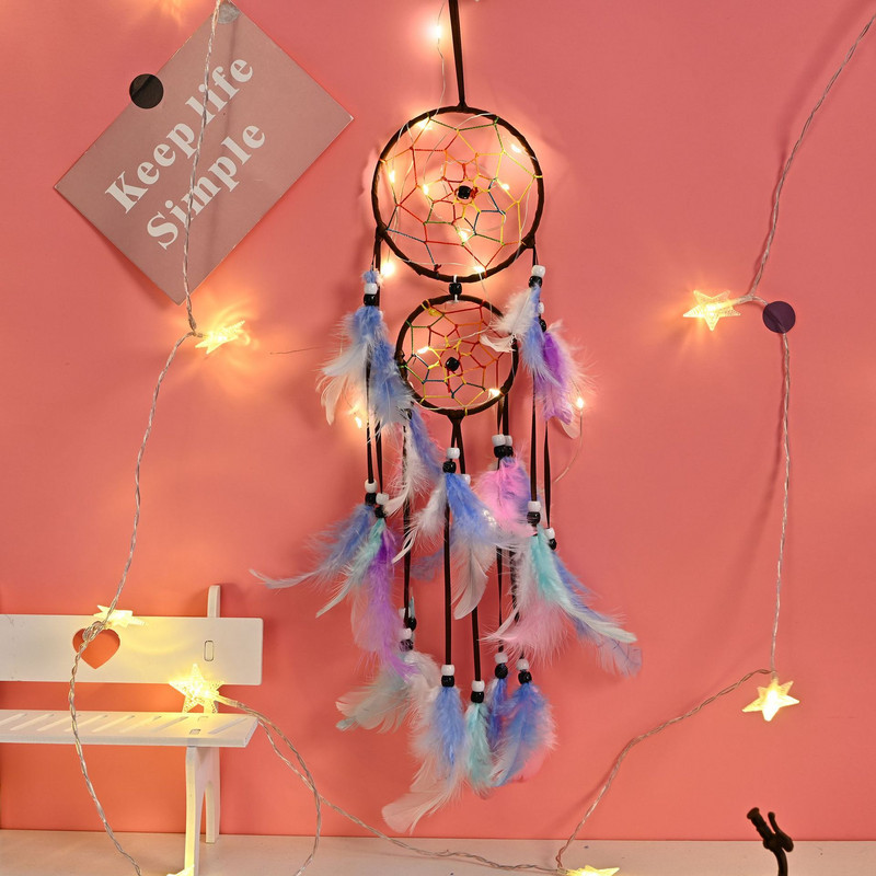 Plunksnos Dream Catchers Plunksnos Pakabinamos Pakabinamos Kambarys Namų dekoras Medžiaga Dreamcatcher Ornamentas filtras dos sonhos dromenvanger
