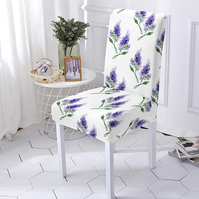 Romantisks lavandas bezroku krēsla pārvalks Elastīgie sēdekļu pārvalki restorāna ēdamistabas dekorēšanai