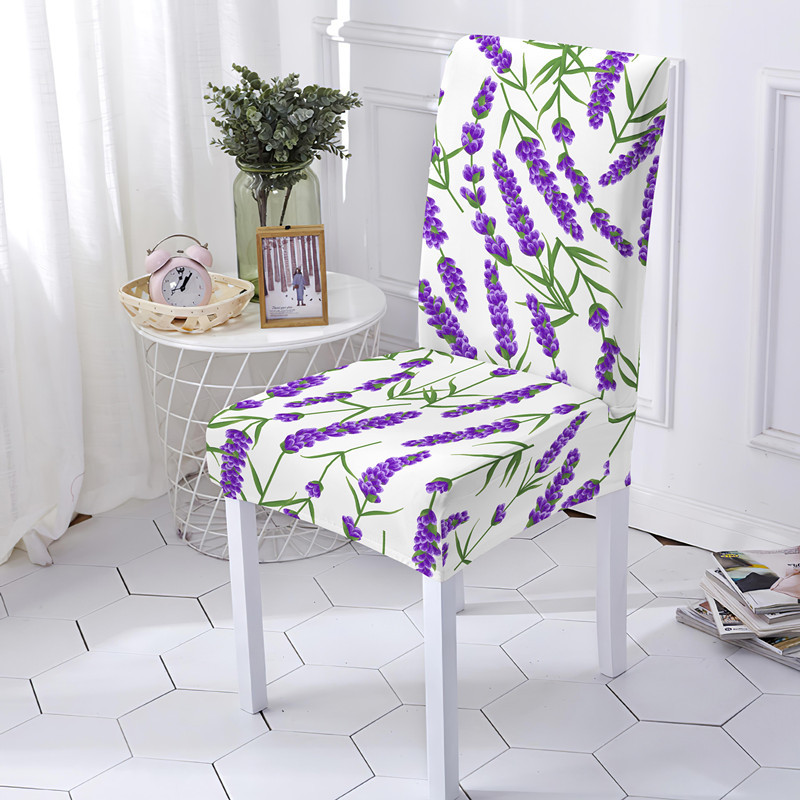 Romantisks lavandas bezroku krēsla pārvalks Elastīgie sēdekļu pārvalki restorāna ēdamistabas dekorēšanai