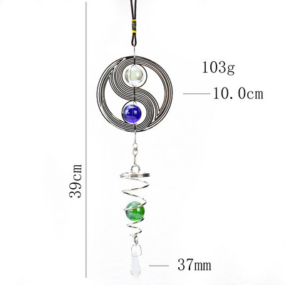 Nerūsējošā tērauda metāla spirāle, rotējoša kristāla bumba, vēja zvani, eņģeļa asaras, kristāla prizma, saules ķērējs, piekarināms automašīnas piekarināmais mājas dekors