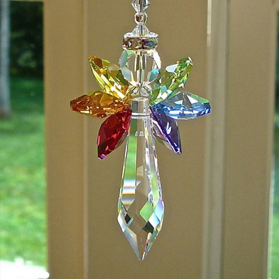 Novi Rainbow Angel Crystal Suncatcher šareni privjesak viseći ukras za kuću u automobilu SCI88
