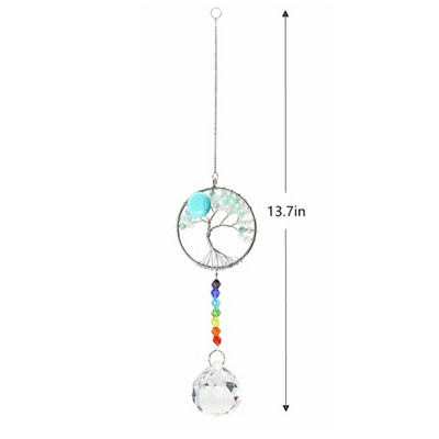 Crystal Tree of Life Catchers Crystals Ball Privjesak Rainbow Maker Viseći Suncatcher Ukras za prozor Dekoracija kućnog vrta