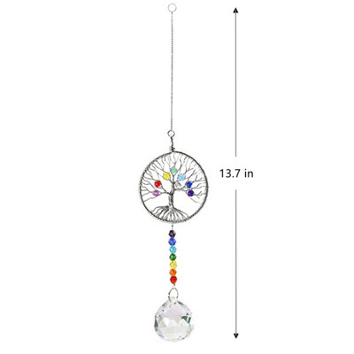 Crystal Tree of Life Catchers Crystals Ball Privjesak Rainbow Maker Viseći Suncatcher Ukras za prozor Dekoracija kućnog vrta